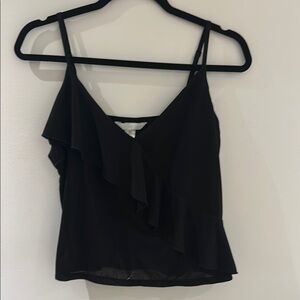 H&M Black Ruffled Asymmetrical Camisole